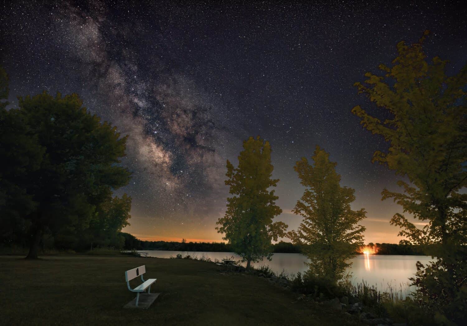 Overlooking the shore of Lake Hudson Recreation Area with the Milky Way Core in the background. 
