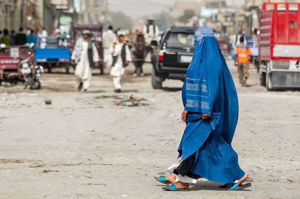 Afghan woman in hijab in Kabul, Afghanistan