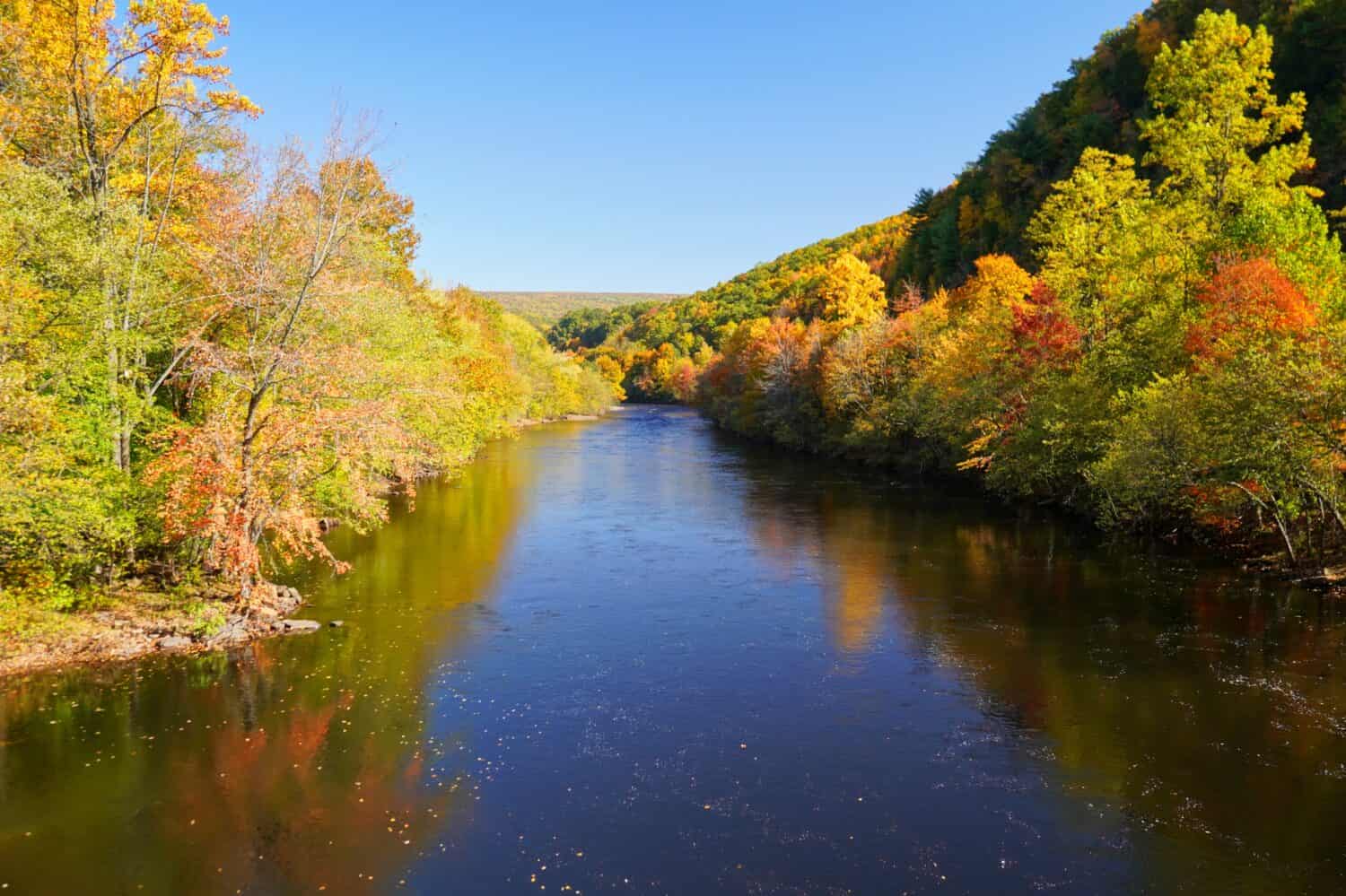 Lehigh River in Pennsylvania in Autumn