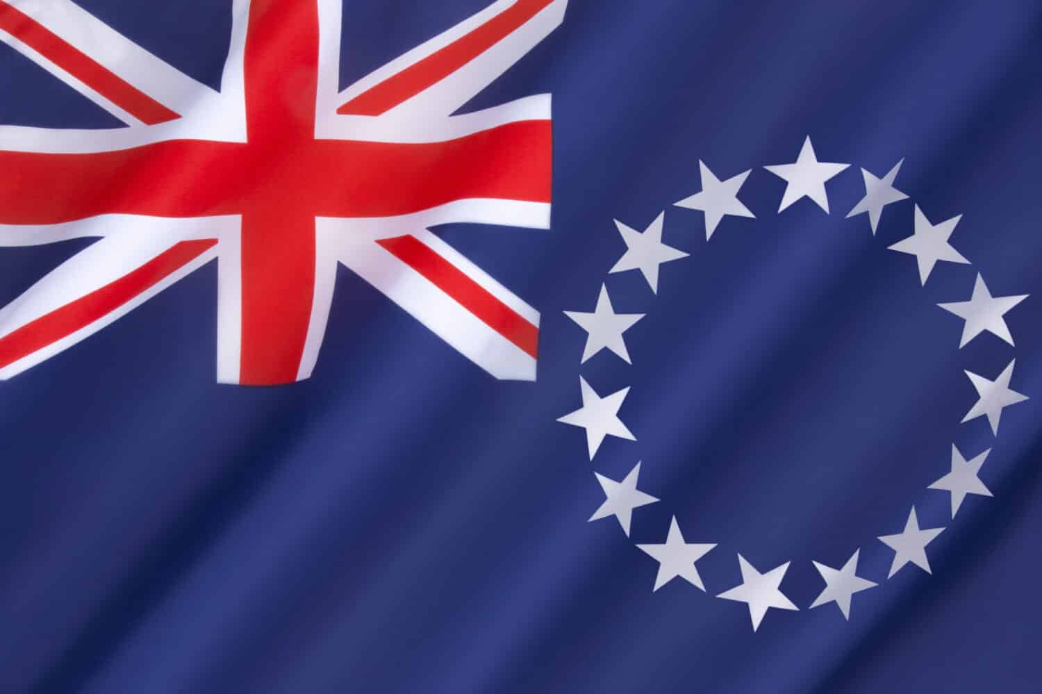 Flag of the Cook Islands - officially known as the Cook Islands Ensign, is based on the traditional design for former British colonies in the Pacific region. Adopted 4th August 1979.
