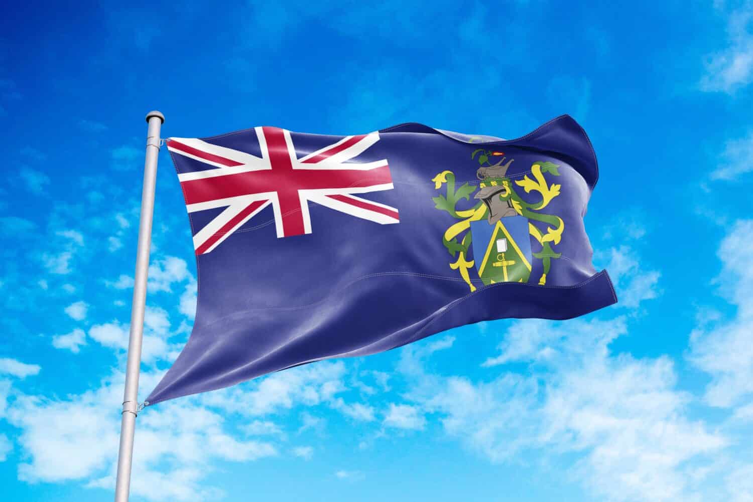 Pitcairn Islands flag waving in the wind
