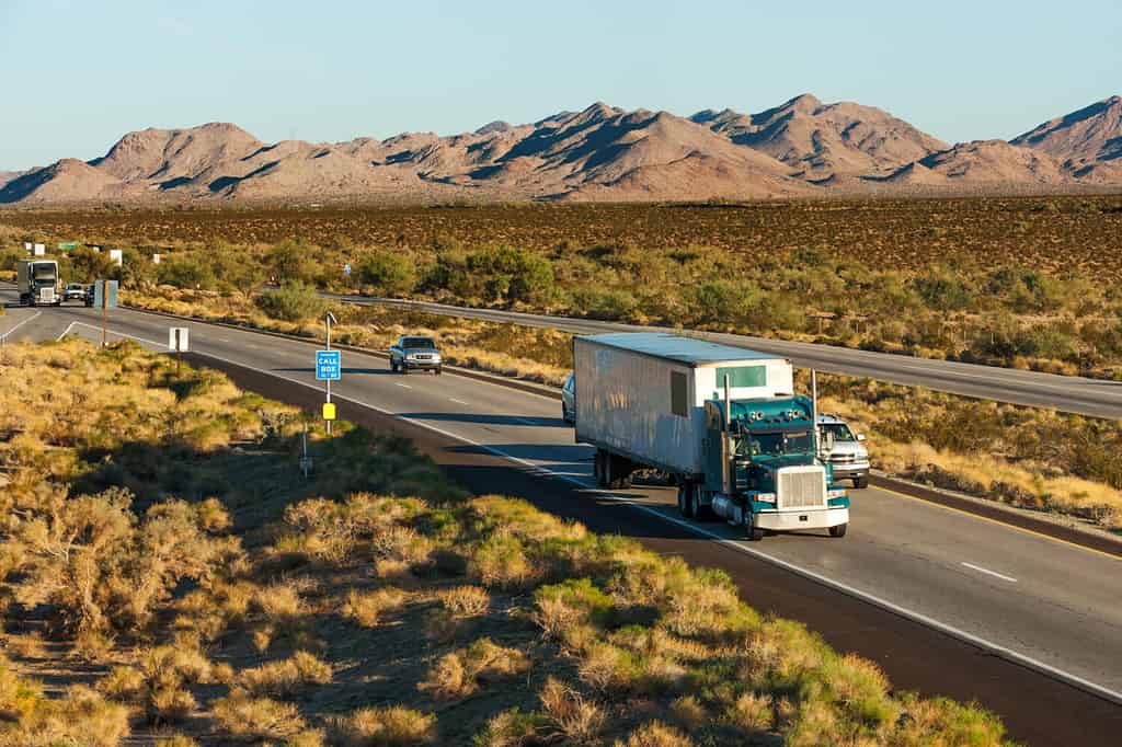 Traffic moving across America on interstate I-10, Arizona