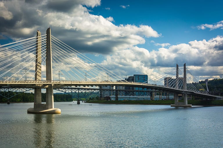 Tilikum Crossing, over the Williamette River in Portland, Oregon.