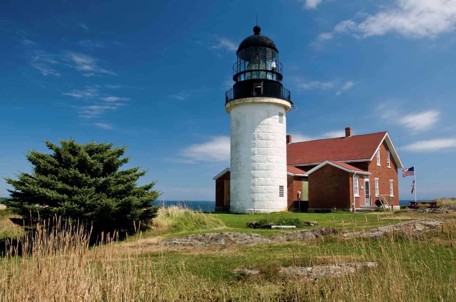 Sequin Island Lighthouse is one of the most powerful beacons on the New England coast.