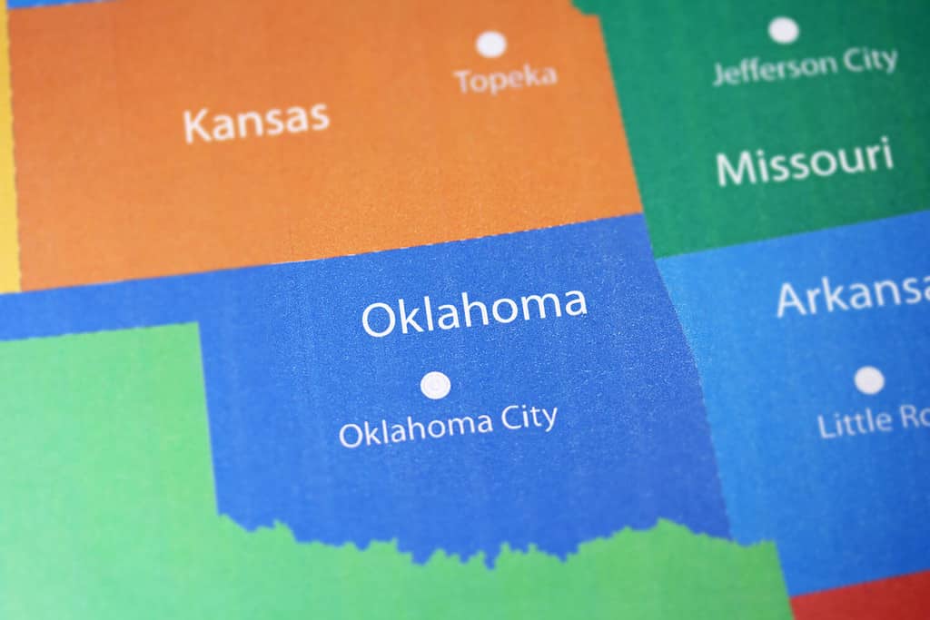 Oklahoma map close up