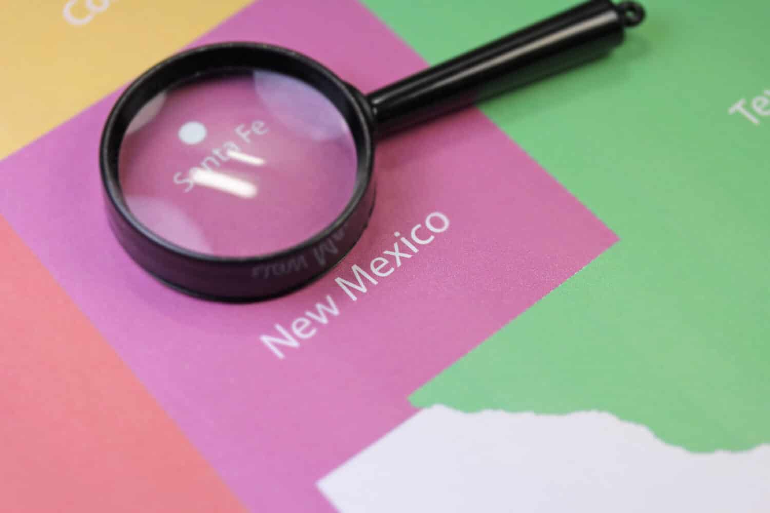New Mexico map close up with magnifier
