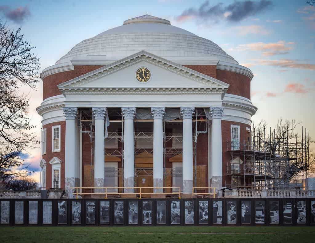 The Rotunda -- near completion of a multi-year renovation project. Located in Charlottesville, VA at the University of Virginia