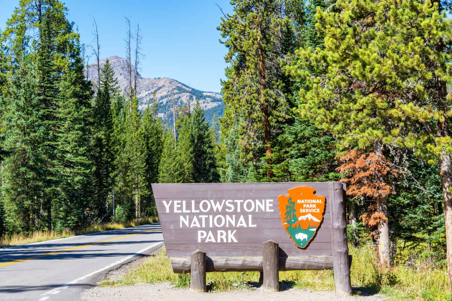 View of the entrance to Yellowstone National Park