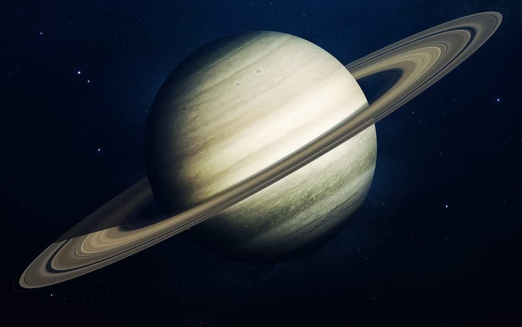 Saturn - planets of the Solar system in high quality. Science wallpaper. Elements furnished by NASA