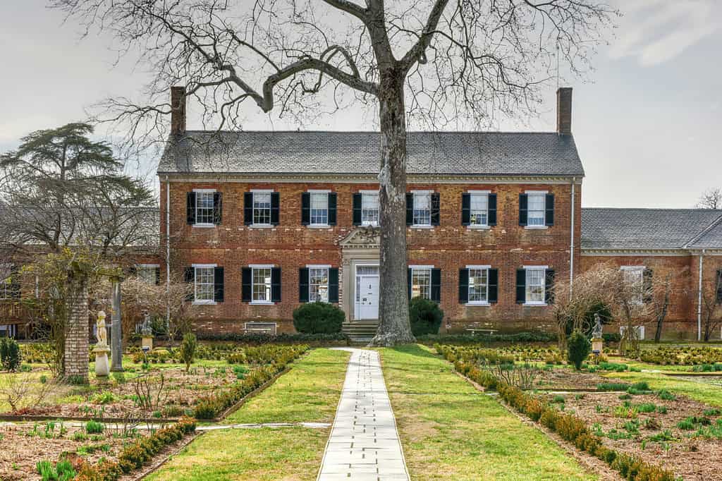 Chatham Manor, a Georgian-style home completed in 1771 on the Rappahannock River in Stafford County, Virginia, opposite Fredericksburg.