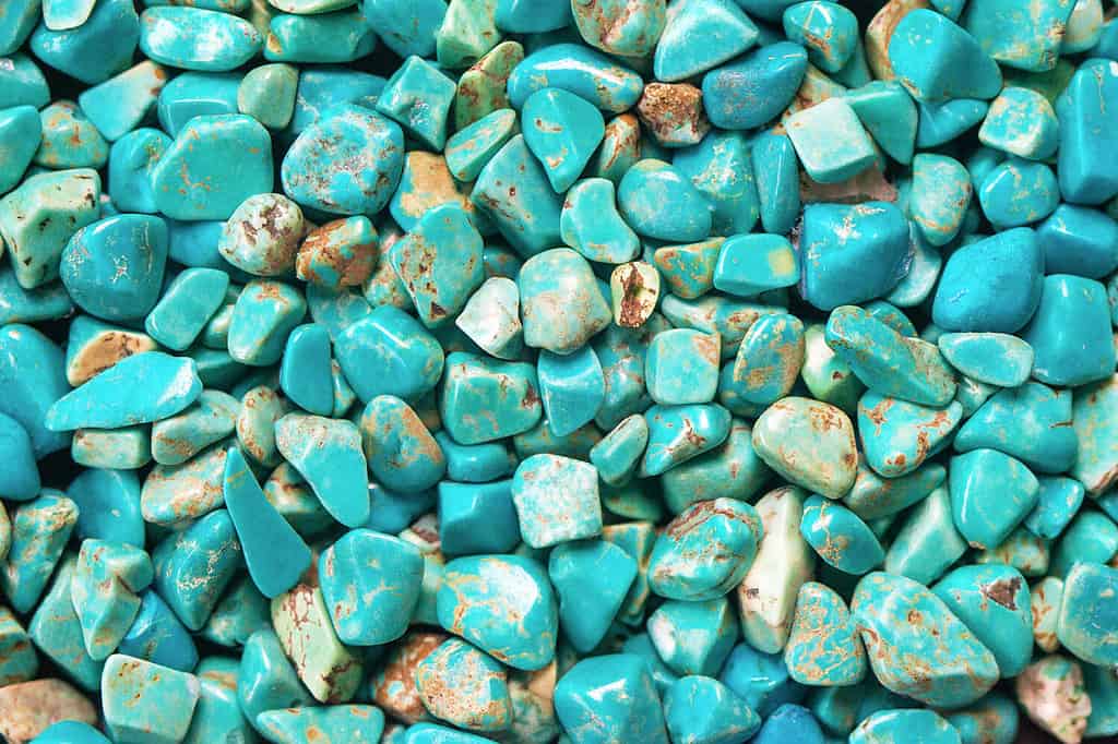 Turquoise mineral raw background, beautiful blue calaite stone texture