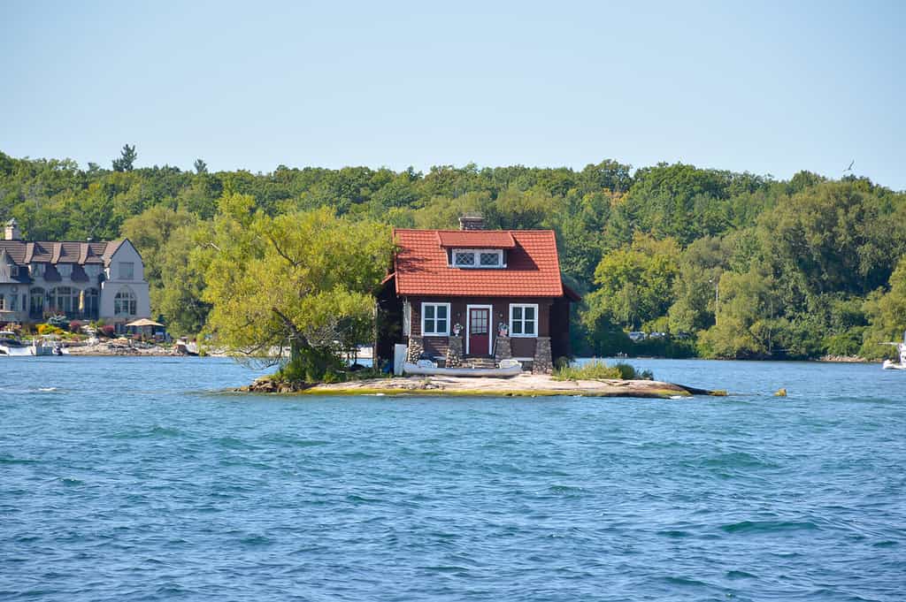 The Just Room Enough Island. 1000 Islands and Kingston in Ontario, Canada