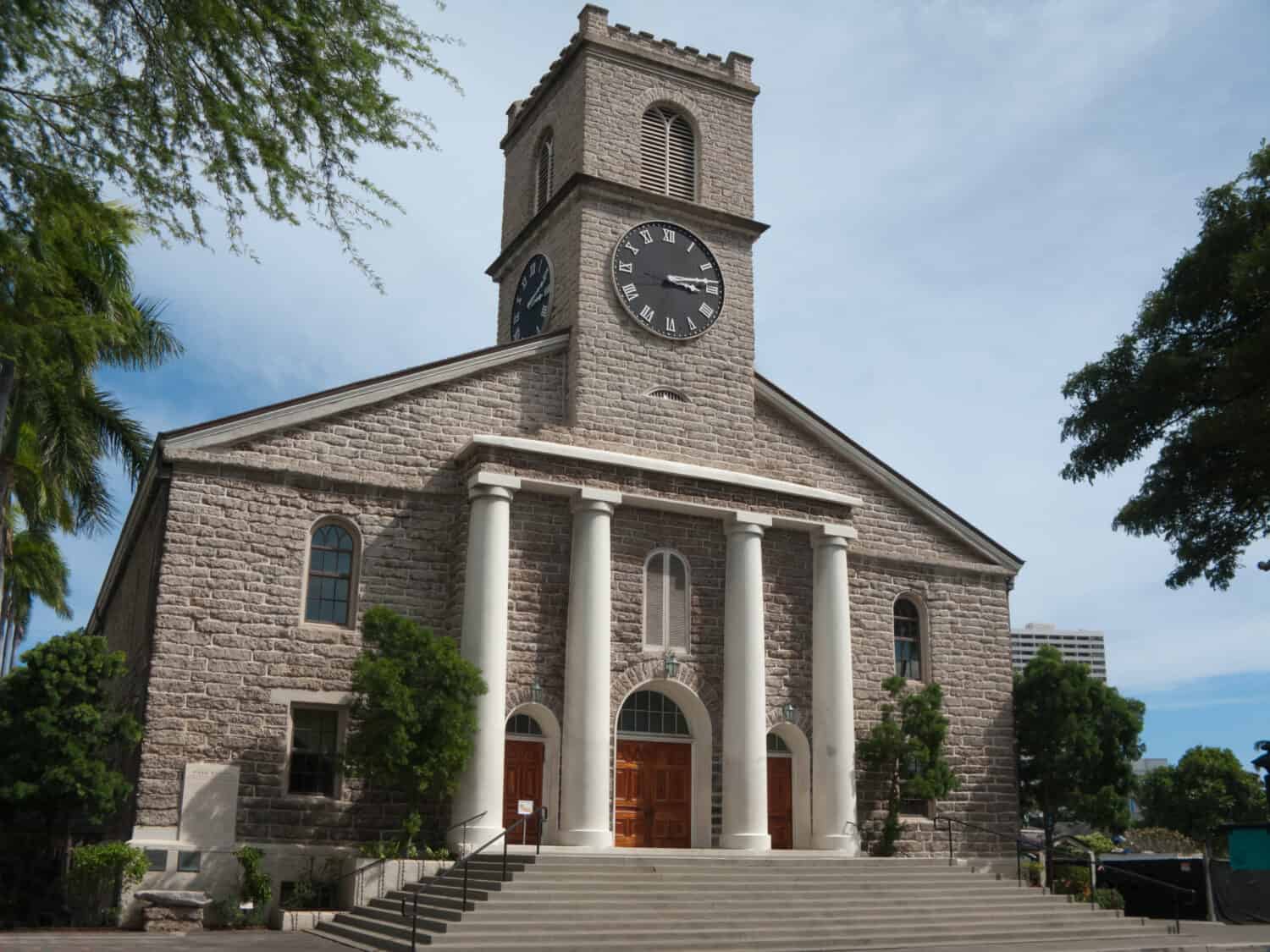 Historic Kawaiahao Church, Honolulu's oldest Christian church, was constructed in 1820 of coral blocks.