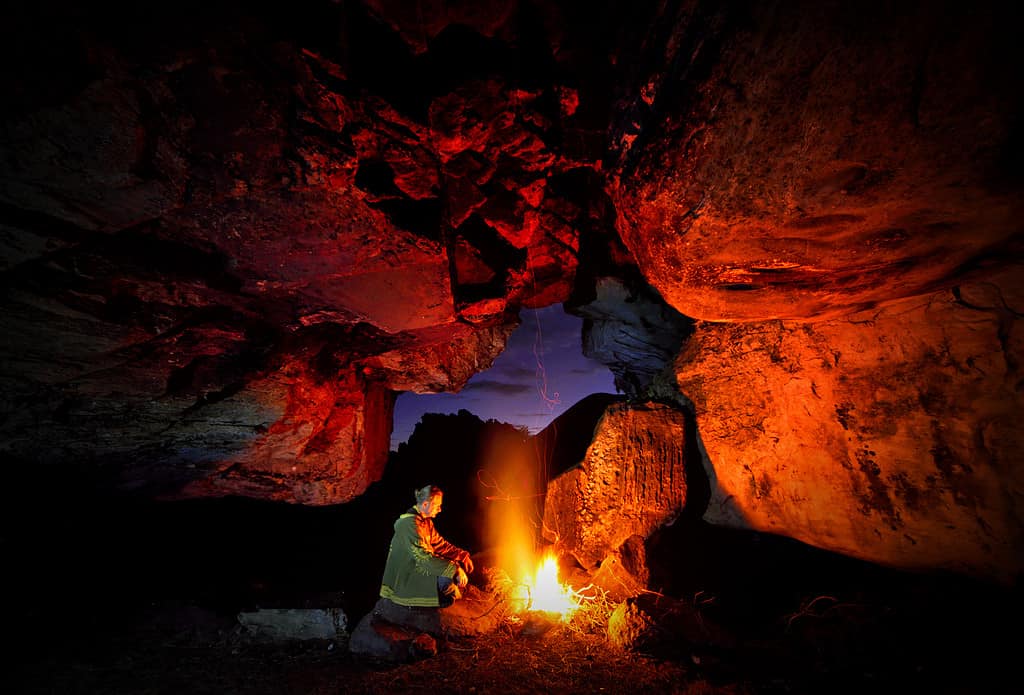 camping in a cave in Chimanimani national park, zimbabwe