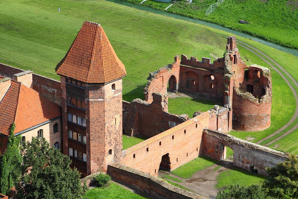 Malbork castle in Pomerania region of Poland. UNESCO World Heritage Site. Teutonic Knights' fortress also known as Marienburg.