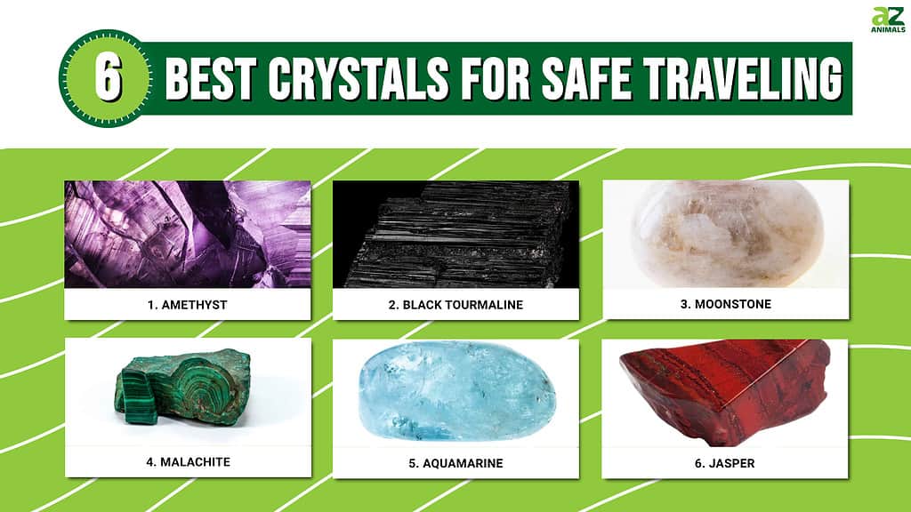 Infographic of 6 Best Crystals for Safe Traveling