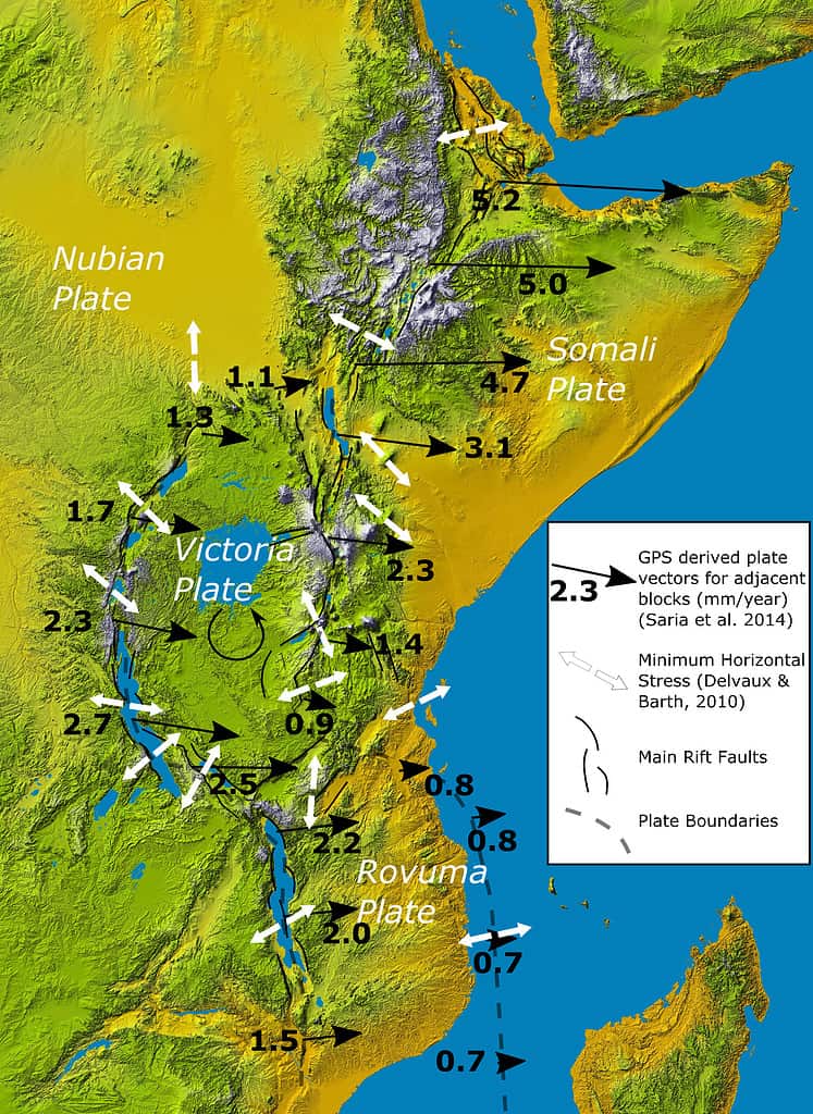 East Africa Rift System GPS and stresses map