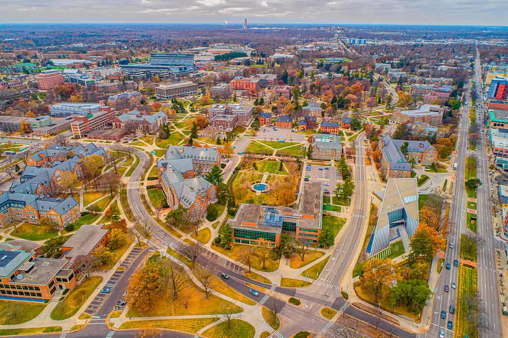 Michigan State University has the largest college campus in Michigan.