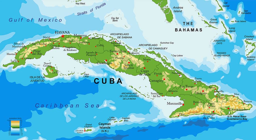 Cuba relief map