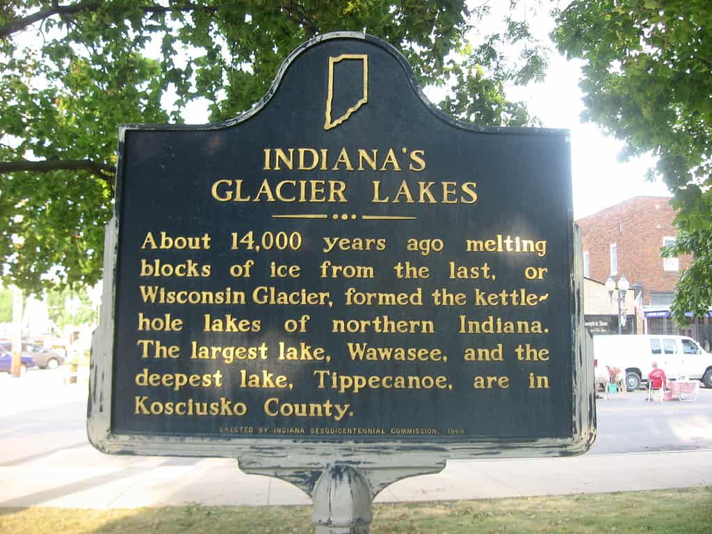 Indiana's glacial lakes historical marker