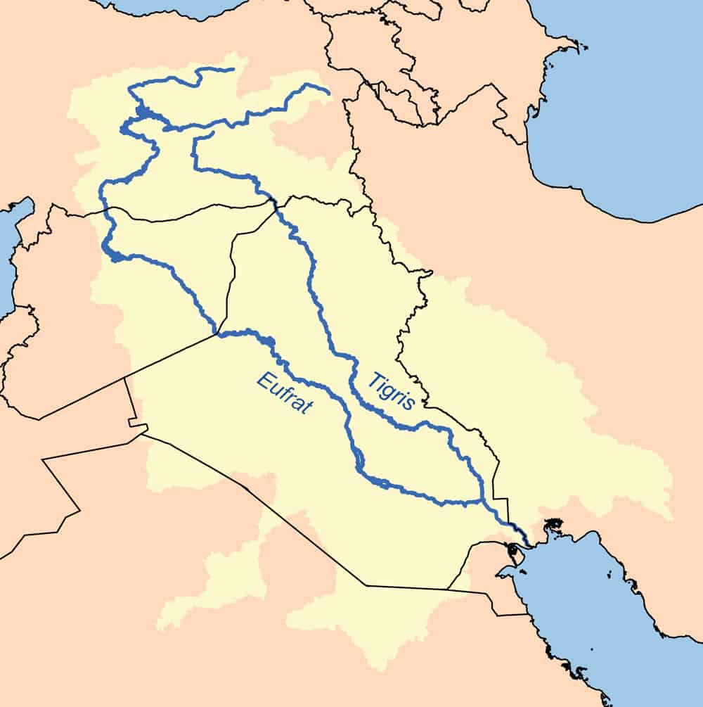 Map of the Tigris - Euphrates drainage basin
