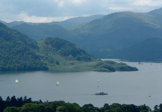 Ullswater, Silver Point. Ullswater is a great lake for sailing and has a regular ferry service operated by Ullswater Steamers