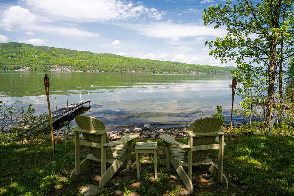 Adirondack Chair, Bench, Chair, Champlain Lake, Color Image
