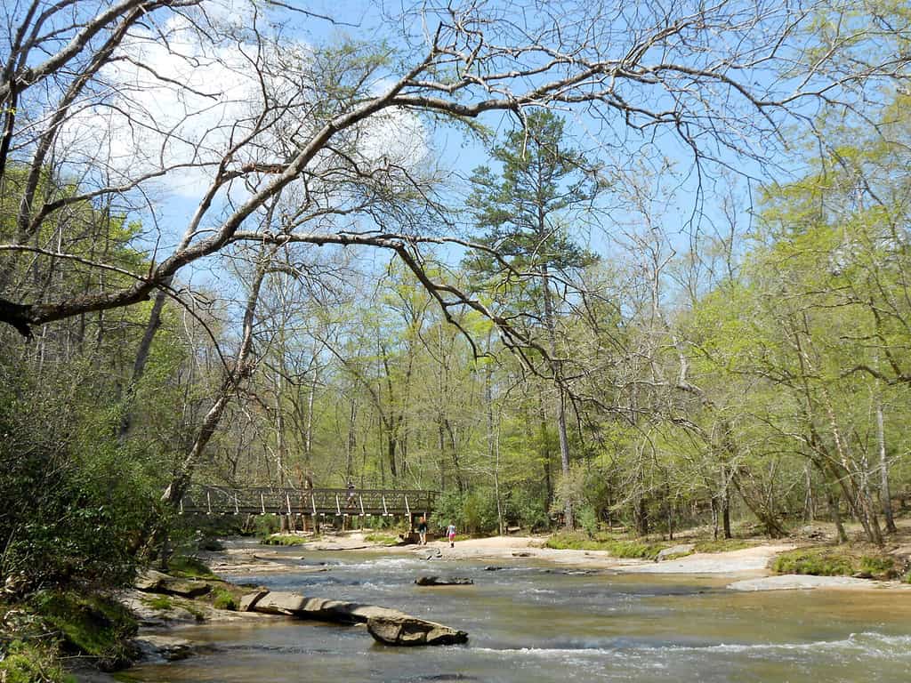bridge over Fairforest Creek at Croft State Park near Spartanburg, South Carolina