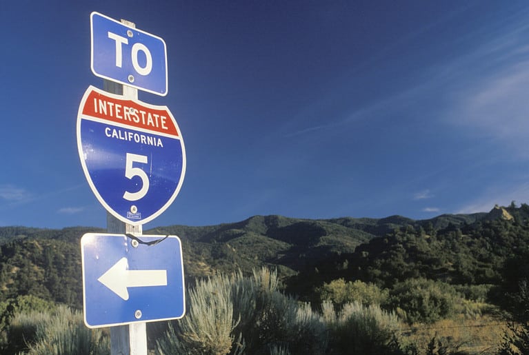 A sign for Interstate 5 in California