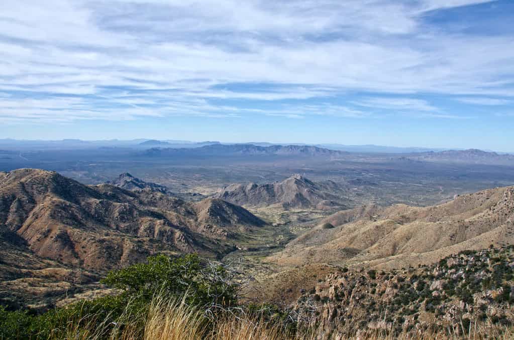 The Quinlan Mountains and Sonoran Desert as viewed from Kitt Peak National Observatory. Kitt Peak is an astronomical observatory in the Sonoran Desert of Arizona on the Tohono O'odham Indian Reservat