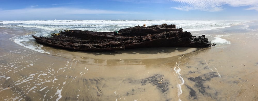 Shipwreck on a beach