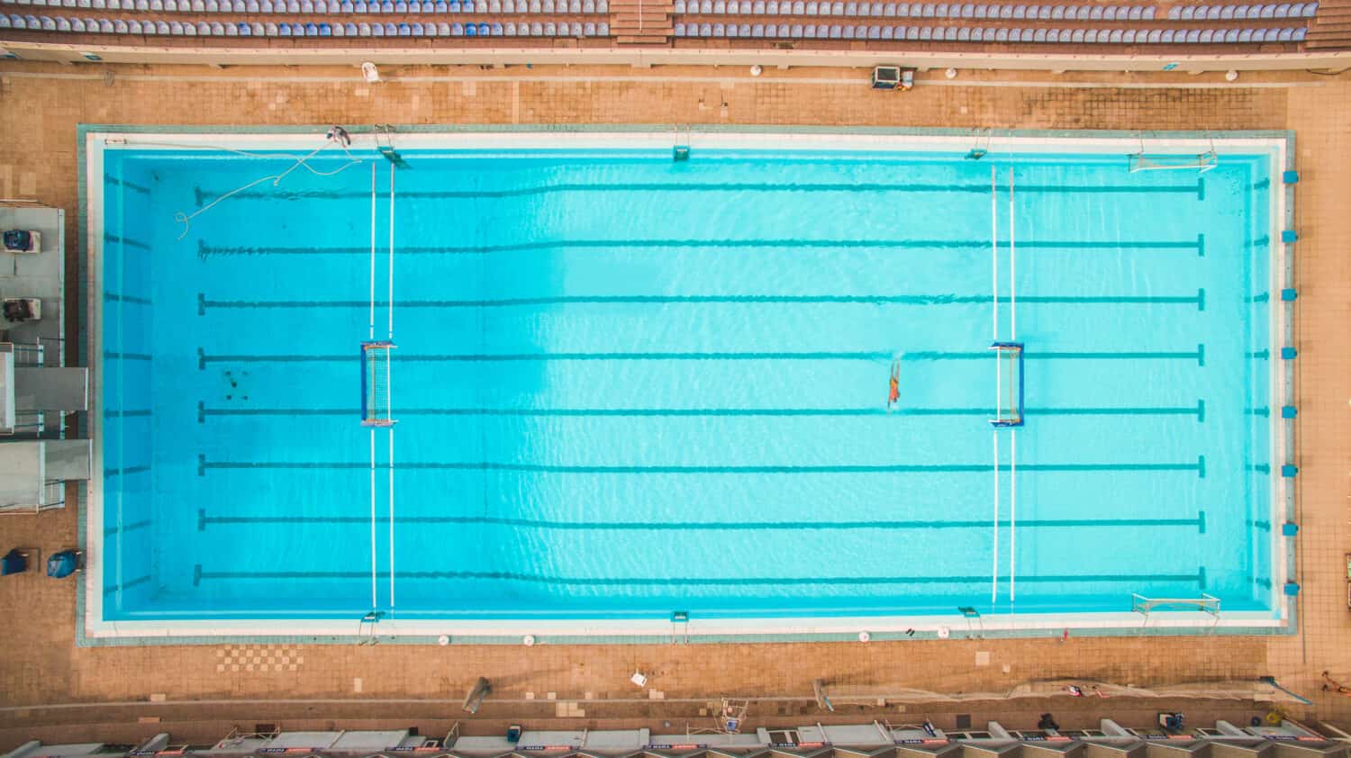 Aerial top view of a swimming pool