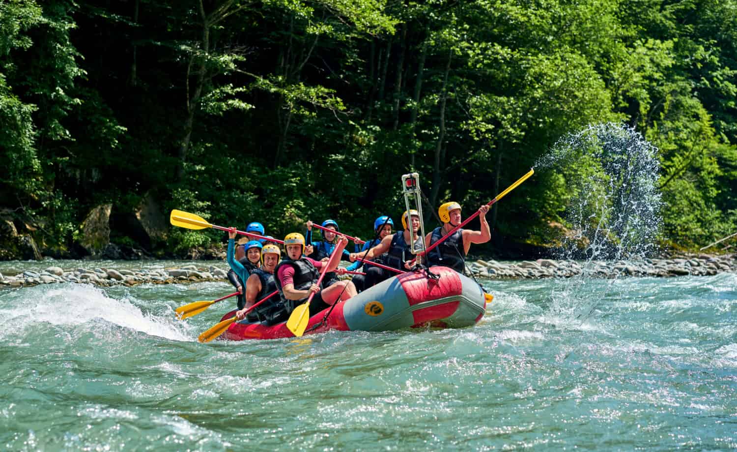 rafting on a mountain river