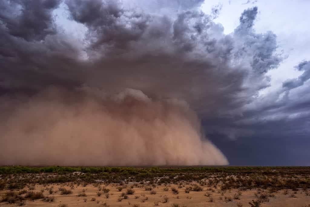 Monsoon dust storm (Haboob) moves across the Arizona desert.