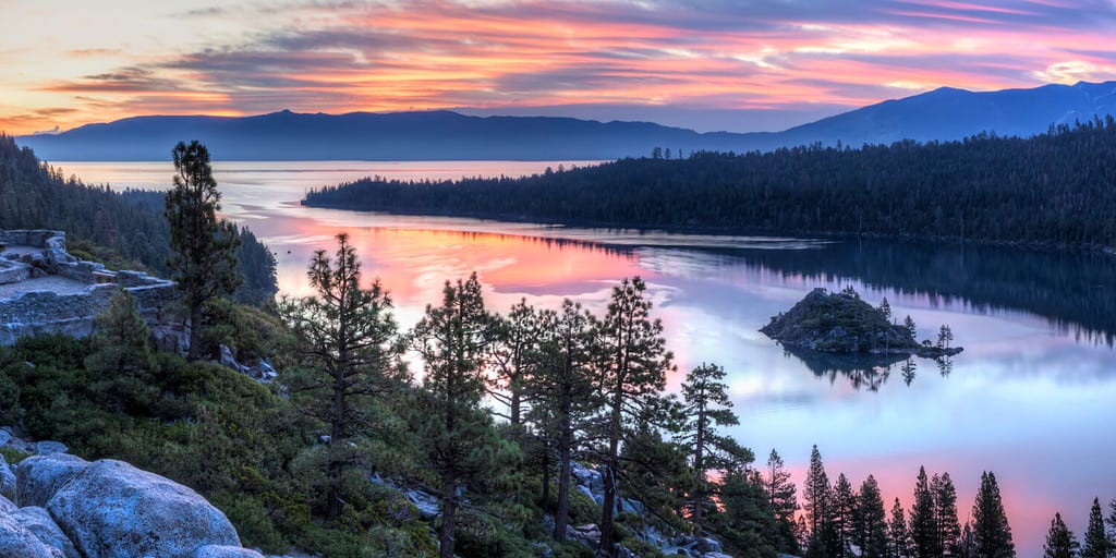 Emerald Bay and Eagle Point off Lake Tahoe in California.