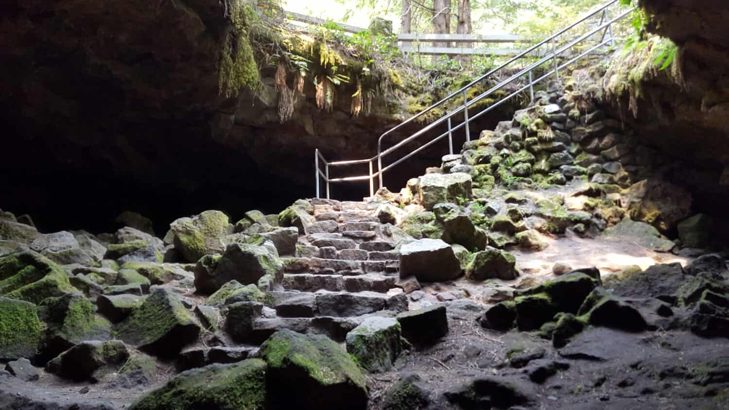 Underground entrance to Ape Cave in Washington 