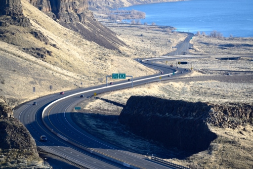 Interstate 90 Crossing the Columbia River in Washington State-USA