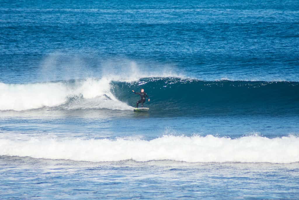Surfer enjoying the waves in Cactus Beach, South Australia