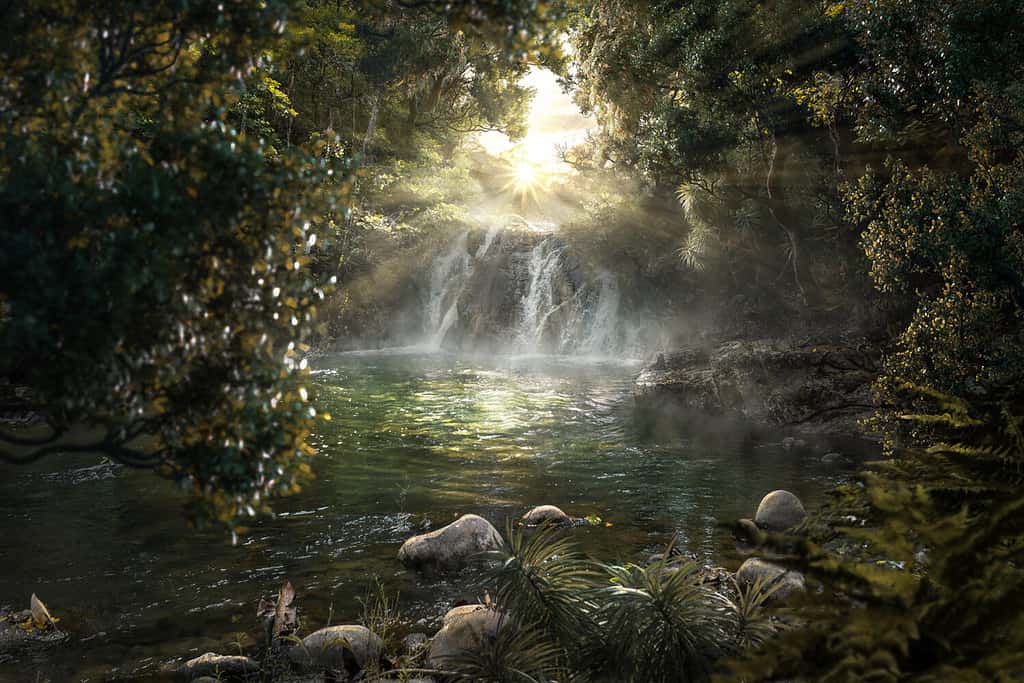 Heavenly jungle with beautiful waterfall