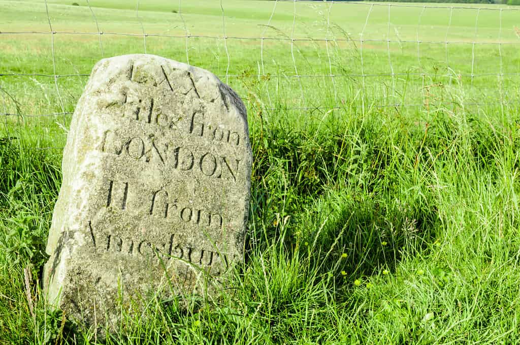 Very old milestone - LXXX (80) miles from London, 11 from Amesbury