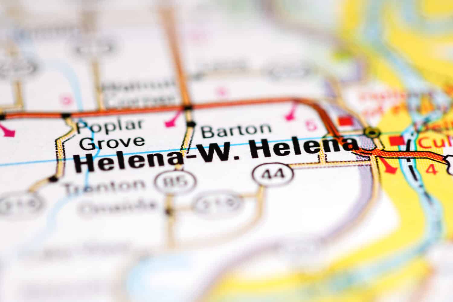 Helena. Arkansas. USA on a geography map