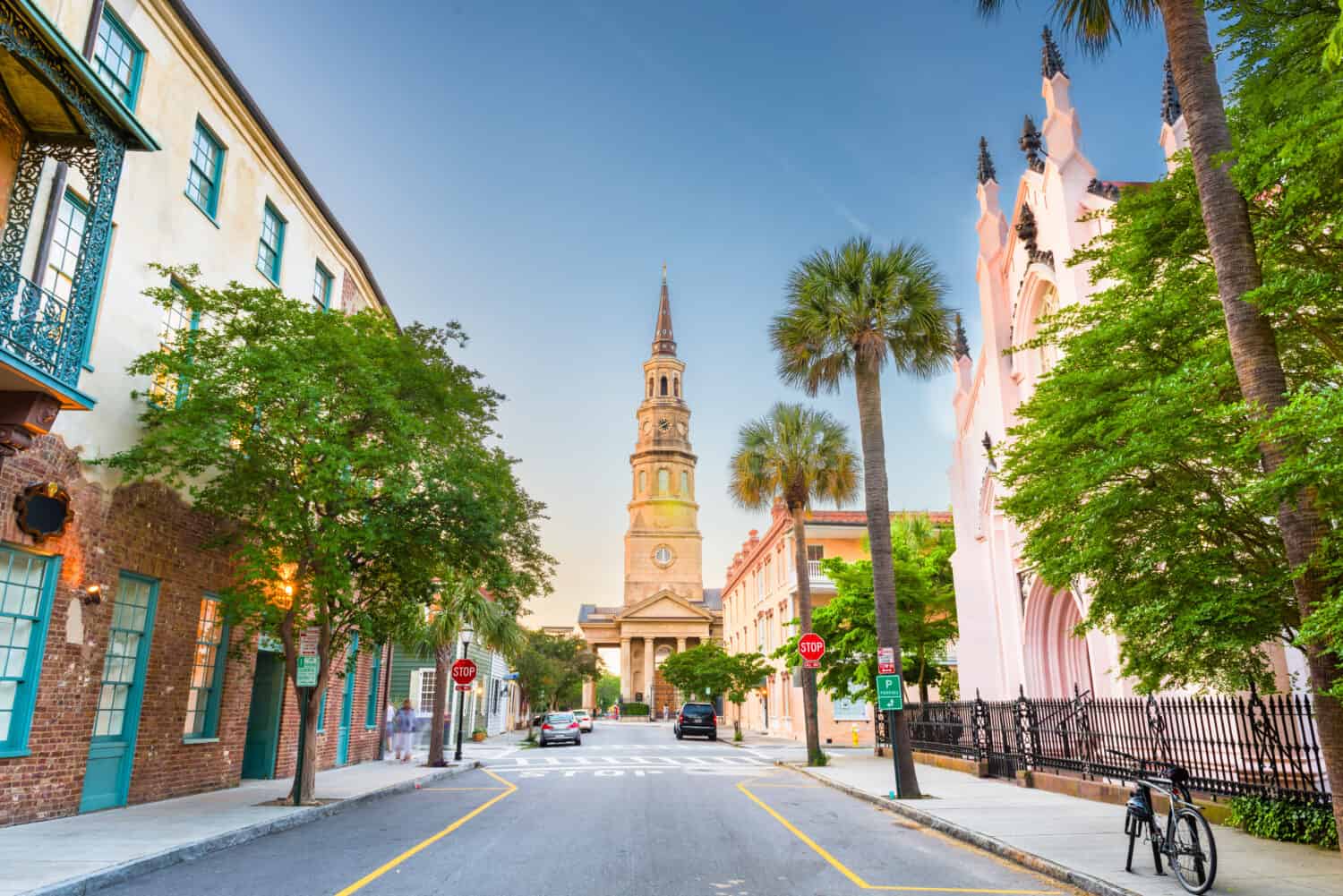 Charleston, South Carolina, USA view of the French Quarter at Twilight.