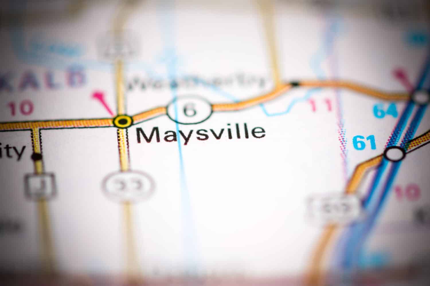 Maysville. Missouri. USA on a geography map