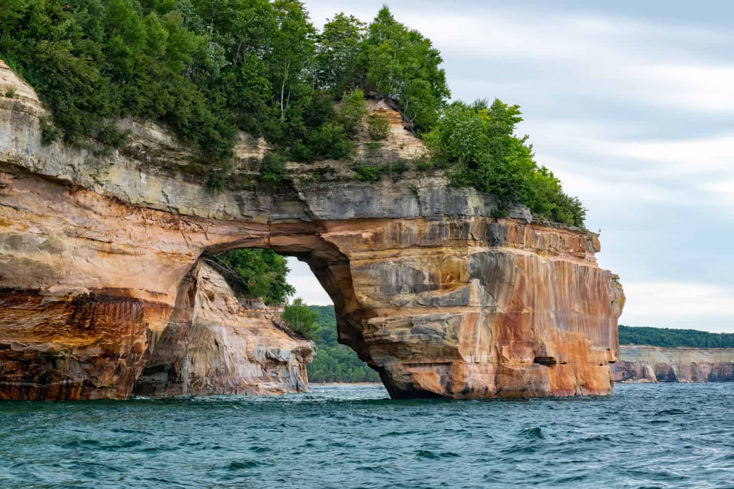 Colorful Mineral Stained Cliffs at Pictured Rocks National Lakeshore, Michigan's Upper Peninsula