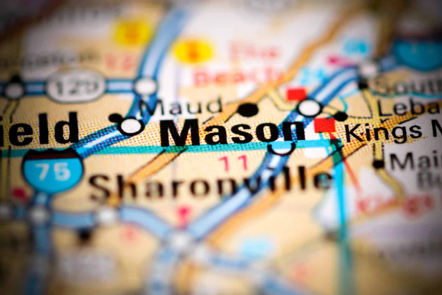 Mason. Ohio. USA on a geography map