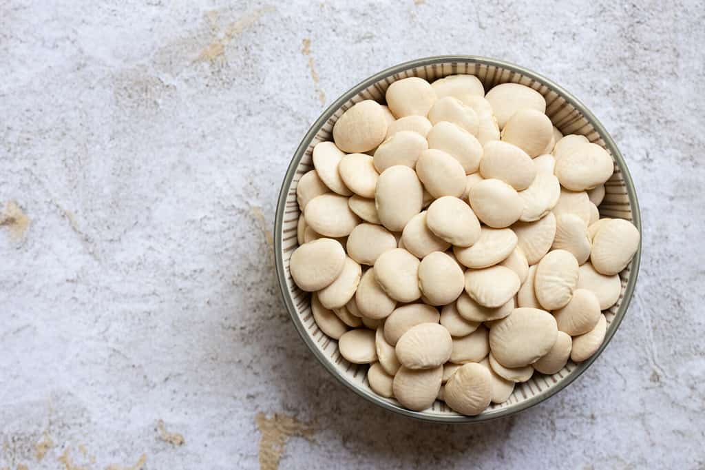 Uncooked Lima Beans in a Bowl