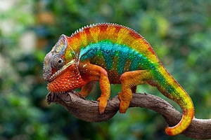 Courageous Chameleon Bites Back at a Venomous Snake Trying to Make It a Meal Picture