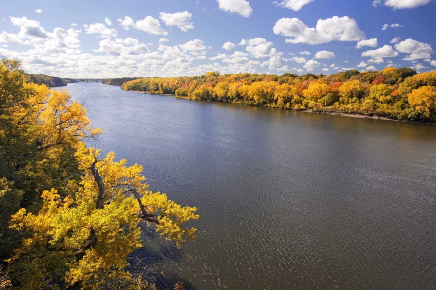 The Mississippi River during autumn. 