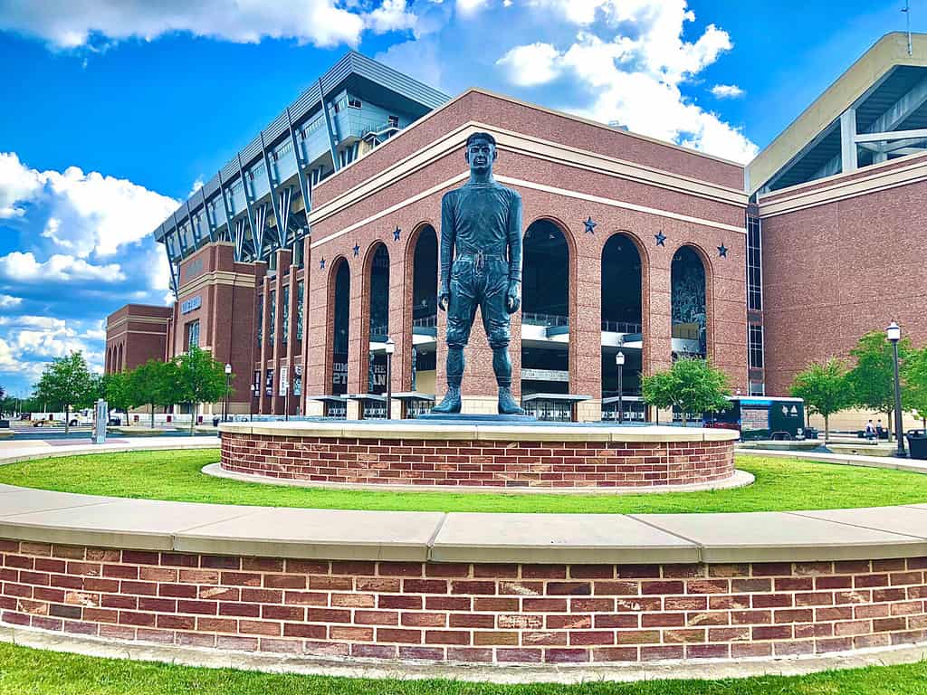 The 12th man statue at Kyle Field, Texas AM University, College Station, Texas