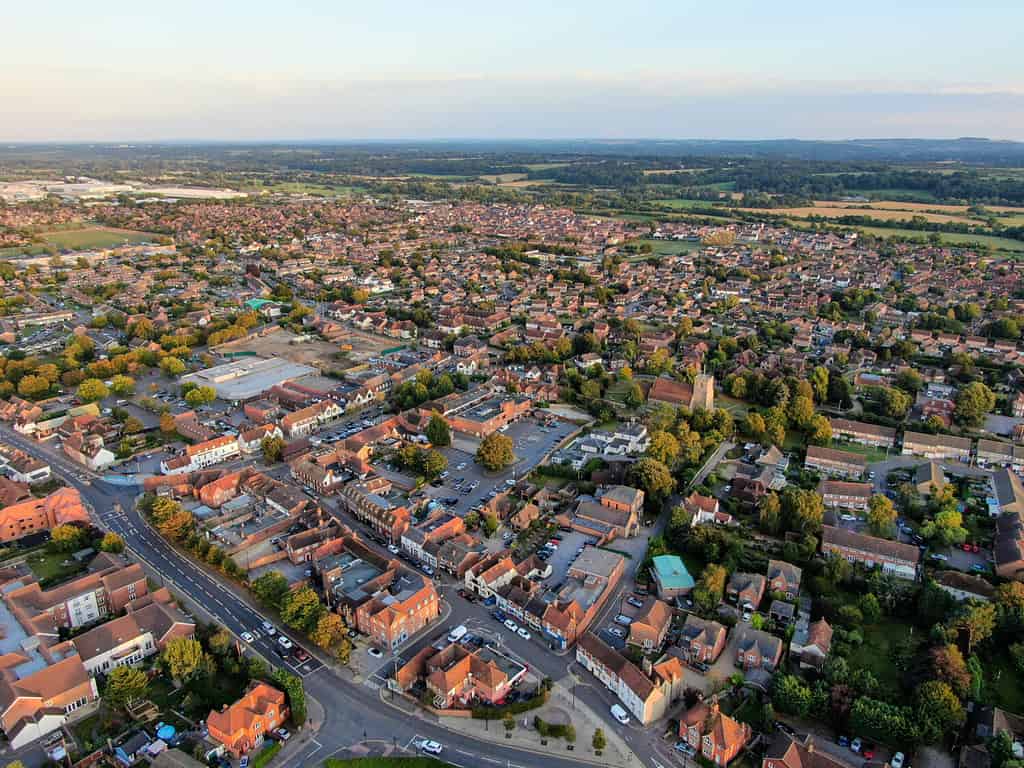 Aerial view of Thatcham in Berkshire